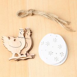 Party Decoration 16 Pcs Diy Easter Wooden Rooster White Eggs Nordic Style Home Decorations For Supplies Children Gift