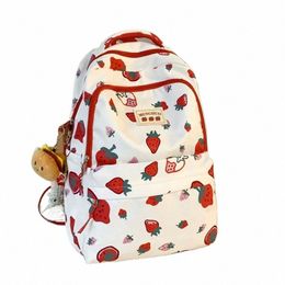 student Backpack Croyance Strawberry Bear Cheese Pattern Printed Large Capacity Nyl Knapsack Shoulder Bags k3bY#