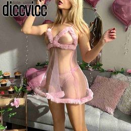 Sexy Set Diccvicc maid underwear ultra-thin transparent mesh sexy night owl nude womens underwear without review pajama set exotic pajamas Y240329