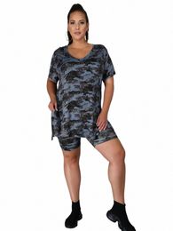 Wmstar Plus Size Zweiteiliges Set Camoue Damenbekleidung Kurze Sets Passendes Top und Hosenanzug Sommer Großhandel Dropship x2dw #