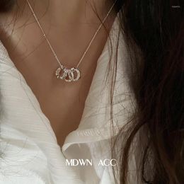 Chains WEIYUE Korean S925 Sterling Silver Transfer Ring Ladies Necklace Retro Fashion Clavicle Chain Simple Art Sweater Jewellery