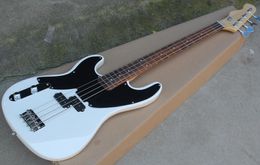 Whole left handed 4 strings white electric bass guitar with 2 pickupsRosewood fretboardBlack pickguard1135026