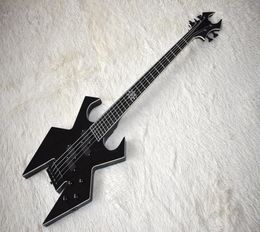 Factory Custom Black Unusual Shape Electric Bass Guitar with 5 StringsBlack HardwareWhite BindingHigh QualityCan be Customized6943997