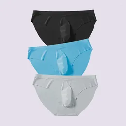 Underpants Men Seamless Underwear Briefs Ice Silk Ultra-thin Transparent Male Summer Quick Dry Panties U Bulge Pouch Sexy Undies