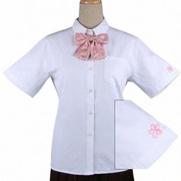 japanese And Korean White Short Sleeve School Uniform T-shirt Pink Printing Middle School JK Uniform Top Sailor Suit For Girls e7Dc#