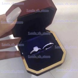 Band Rings Luxury Womens Fashion Wedding Rings Set Fashion Silver Color Inlaid with White Zircon Engagement Rings for Women T240330