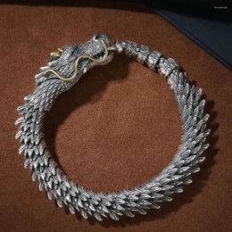 Charm Bracelets Retro Metal Dragon Head Ethnic Style Loong Figurine Luxury Men Bracelet Jewelry For Year Gift Drop