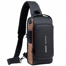 men's Multifuncti Anti-theft USB Shoulder Bag Man Crossbody Cross Body Travel Sling Chest Bags Pack Menger Pack for Male 24q8#