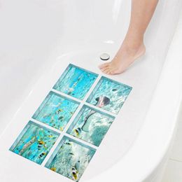 Bath Mats 6 Pcs The Underwater World Treads Sticker Non-slip Saftey Shower Bathtub Stickers