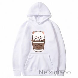 plus Size Kawaii Peach and Goma Hoodie Women Men Harajuku Cute Cat Hoodies Autumn Winter Funny Coffee Graphic Hooded Sweatshirt s5ix#