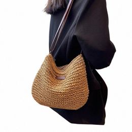 ladies Fi Summer Straw Crossbody Bag Women Beach Holiday Shop Woven Shoulder Handbag Menger Purses For Women Bags m99p#