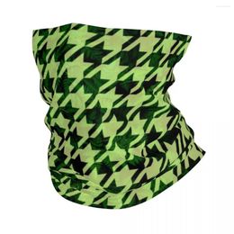 Bandanas Green Houndstooth Tropical Leaves Bandana Neck Gaiter Windproof Face Scarf Cover Men Women Headband Tube Balaclava