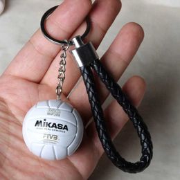 Keychains Lanyards PVC Volleyball Keychain Ball Toy Sports Keychain Gift Car Keychain Bracket Ring Mens and Womens Keychain Birthday Gift J240330