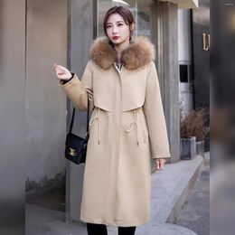 Women's Jackets X-Long Thick Faux Fur Filled Parka Detachable Hooded Jacket Fashion Blouse Plus Size Winter