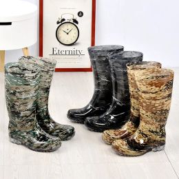 Men's Rain Boots, Mid-tube Rain Boots, Camouflage Army Colour Water Shoes, Water Boots, PVC New Material Rubber Shoes Work Shoes