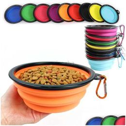 Camp Kitchen Foldable Pet Travel Bowl 350Ml Portable Cat Outdoor Water Puppy Food Container Sile Collapsible Feeder Dog Accessories Dr Otqo2