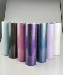 sublimation blank glitter Skinny Tumbler 20oz Stainless Steel Sparkly Water Tumbler With Splashproof Lid straw Shiny Travel cup4533247