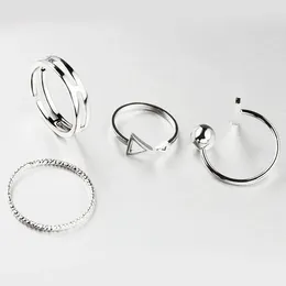 Cluster Rings 4 Pieces / Set Of Korean Ring Simple Joker Open Joint Silver Plated Adjustable Women's Gift Birthday