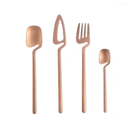 Flatware Sets 1/2/3 Stainless Steel Washable Cutlery Set Spoons Dessert Dinnerware Kitchen Accessories Travelling Wedding Ceremony Rose Gold