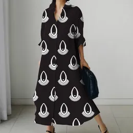 Casual Dresses 2024 Shirt Tops Comfortable Womens Clothing Black And White Printed Evening Gowns Prom Social