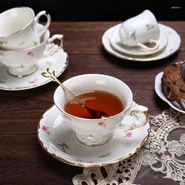 Mugs Flower Ceramic Coffee Cup Afternoon Tea And Saucer Set Water Cups Milk Dessert Plate Mug