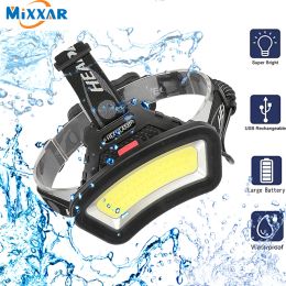 ZK40 Lighting Distance Wide Angle COB LED Headlight Use 2x18650 Battery Led Headlamp USB Rechargeable Lantern For Outdoor Hiking