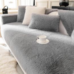 Chair Covers Faux Mink Velvet Sofa Cover For Winter Soft Comfortable Fabric Cushion Multi-piece Adjustable Living Room