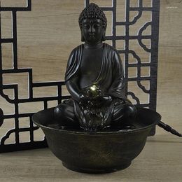 Decorative Figurines Buddha Statue Water Fountain - Indoor Tabletop Fengshui Zen For Home Decoration