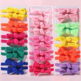 10pcs/set kobiety dziewczyny bowknot opaski do włosów 4 cm elastyczne opaski na głowę kolorowe muszki krawat scrunchie