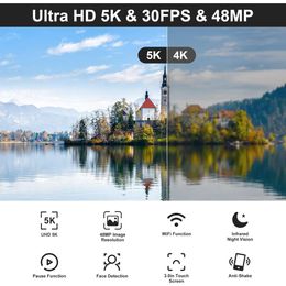 High-Quality 5K Video Camera Camcorder with 48MP UHD Resolution, Wifi, IR Night Vision,phone for YouTube Vlogging - Touch Screen, 16X Digital Zoom, Lensabilizer