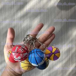 Keychains Lanyards New Basketball key chain Name Simulation 3D Basketball Key Chains pendant Mini Match Ball Souvenir Keyring for Sport Fan Gift T240401