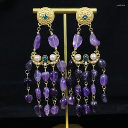 Stud Earrings Purple Irregular Stone Statement Earring Long Pendant Fashion For Women's Accessories