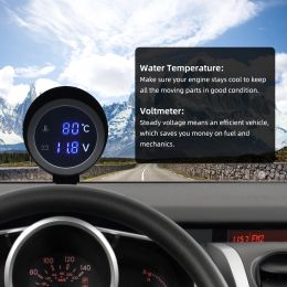 Motorcycle Thermometer Digital Moto Water Temperature Gauge + Voltmeter 2 in 1 Indicator For Car with 10mm Water Temp Sensor