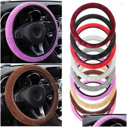 Steering Wheel Covers Ers Decoration Anti-Slip Winter Soft Warm P Pearl Veet Car Er Drop Delivery Automobiles Motorcycles Interior Acc Ot0Zv