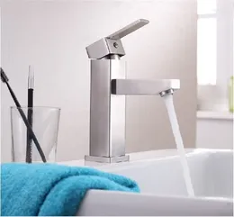 Bathroom Sink Faucets SUS 304 Stainless Steel Square Type Design Single Liver Basin Faucet