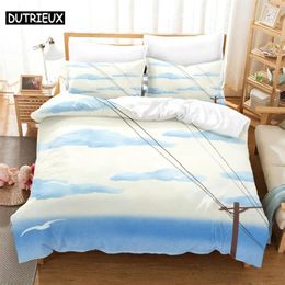 Bedding Sets 3PCS Blue Sky And White Clouds Home Bedclothes Super King Cover Pillowcase Comforter Textiles Set