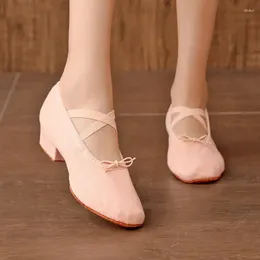 Dress Shoes Ballet Girl/lady Lace-up Training Shoe Soft-soled High-heeled Teacher Indoor Modern Dance Women's