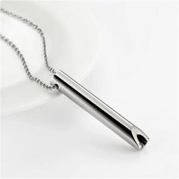 Whistle necklace Whistle Meditation Mindful Breathing Relieve Anxiety Yoga Stainless Steel Couple Pendant Necklace for Girl friend