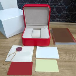 Red men's watches box Cases square leather material manual certificate card women's watch gift box Original Wristwatch A329R