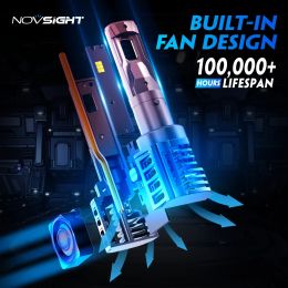 NOVSIGHT Led H7 Headlights H4 H11 H8 H9 9005 HB3 9006 HB4 Car Headlight Bulbs 80W 18000LM LED 12V 6500K White Super Bright Lamps