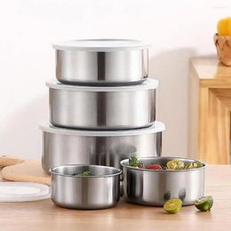 Storage Bottles Reusable Snack Bowl Stainless Steel Food Containers Set With Leak-proof Lids For Home Kitchen Crisper Box Bowls