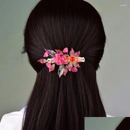 헤어 클립 Barrettes Gracef Personal Double Colored Glaze Flower Hairpins 레트로 섬세한 중국 스타일 보석 Super Fairy Gift Drop Otydk