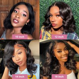 Side Part Short Bob Lace Front Wig Brazilian Remy Human Hair Wigs Body Wave Lace Wigs for Black Women Pre Plucked With Baby Hair