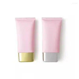 Storage Bottles 50pcs 80g Cosmetic Squeeze Tube Screw Lid Skincare Sunscreen Facial Cleanser Cream Frost Pink Flat Plastic Empty Bottle 80ml