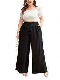 autumn and winter new women's plus size British street fi style solid colour loose trousers Q9G3#