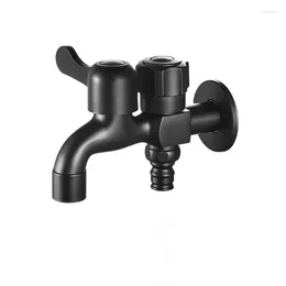Bathroom Sink Faucets 1PC Brass Black Bibcock Mop Pool Quick Open Washing Machine Faucet Double Use Single Cold Water TapWall Mount Thread