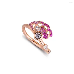 Cluster Rings CKK Ring Rose Pink Fan For Women Men Anillos Mujer 925 Sterling Silver Jewellery Wedding Aneis Hombre