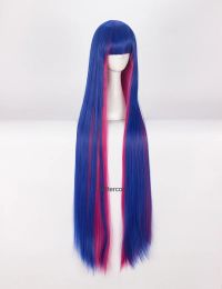 Panty & Stocking With Garterbelt Stocking Anarchy Cosplay Wig 100cm Long Mixed Blue Pink Heat Resistant Synthetic Wig + Wig Cap