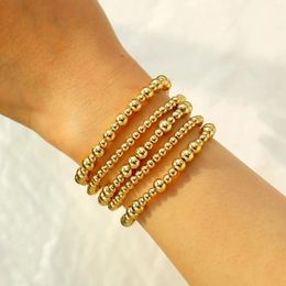 Strand Badu 5Pcs Gold Plated For Women Stacking Fashion 14K Ball Beads Stretch Bracelet Set Boho Jewellery Gifts 2024