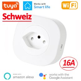 WiFi Smart Plug 16A Switzerland CH Plug Power Socket Outlet Tuya APP For Alexa Google Home Assistance Voice Control Timing